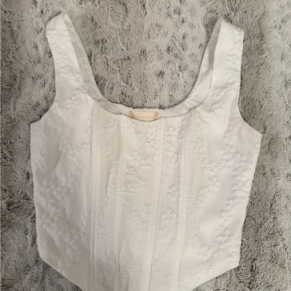 Altar'd State White Sleeveless Bustier Bodysuit